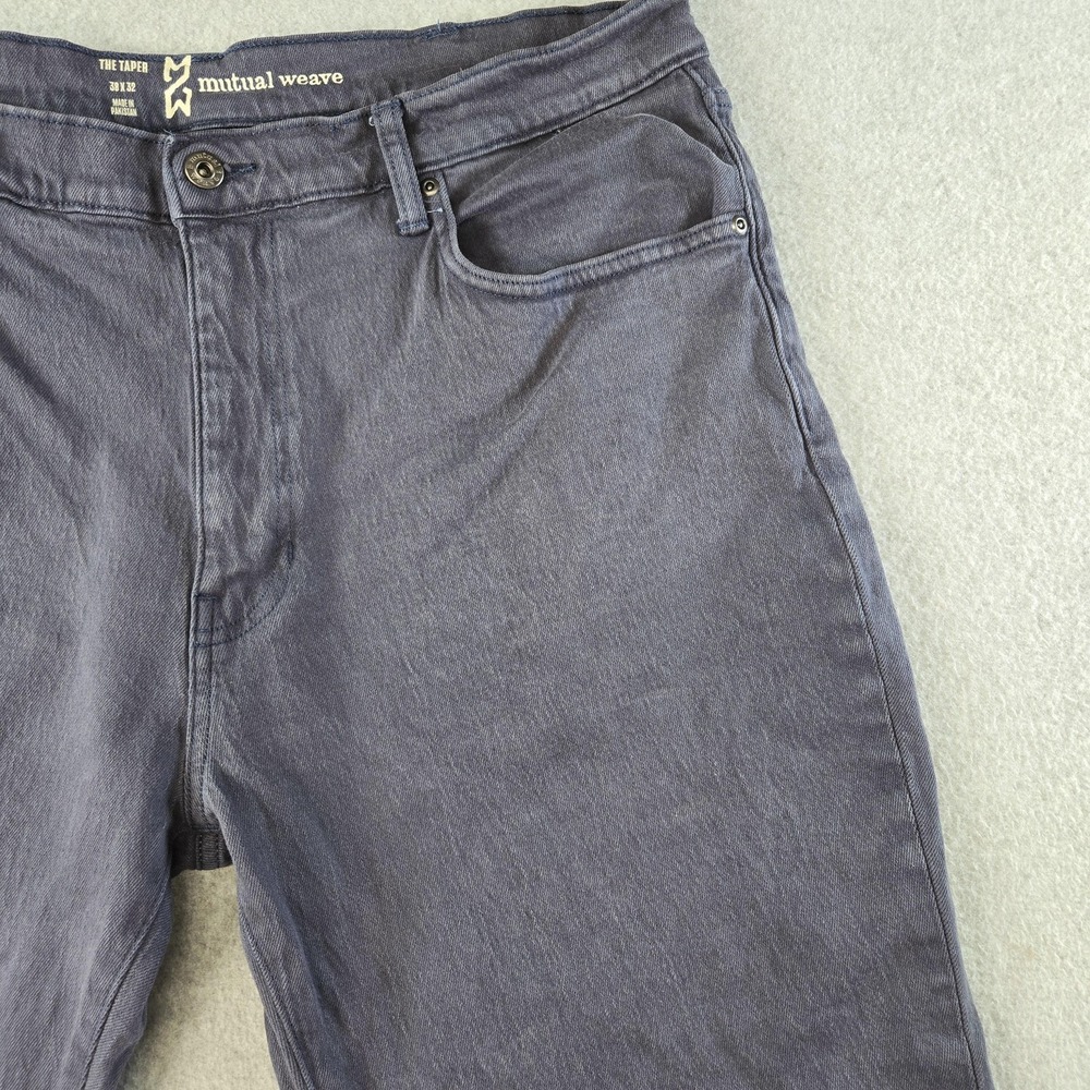 Mutual Weave Jeans Mens 38x32 Blue Denim Tapered Slim Dark Wash The Taper - Picture 3 of 16